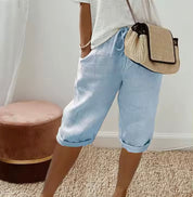 Dames Korte Capri Broek Elastische Taille Zomer Casual - Khaki / Zwart / Beige - Maelen