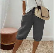 Dames Korte Capri Broek Elastische Taille Zomer Casual - Khaki / Zwart / Beige - Maelen