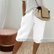 Dames Korte Capri Broek Elastische Taille Zomer Casual - Khaki / Zwart / Beige - Maelen