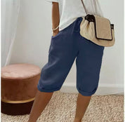 Dames Korte Capri Broek Elastische Taille Zomer Casual - Khaki / Zwart / Beige - Maelen