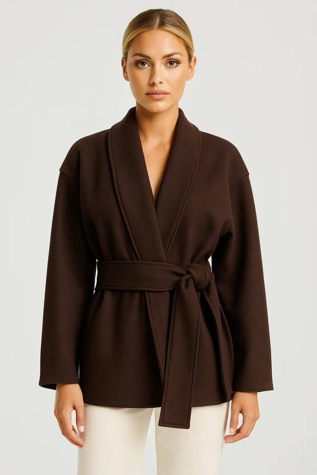 Dames Wikkeljas Oversized Tailleband Zachte Stof - Donkerbruin / Grijs / Zwart - Maelen
