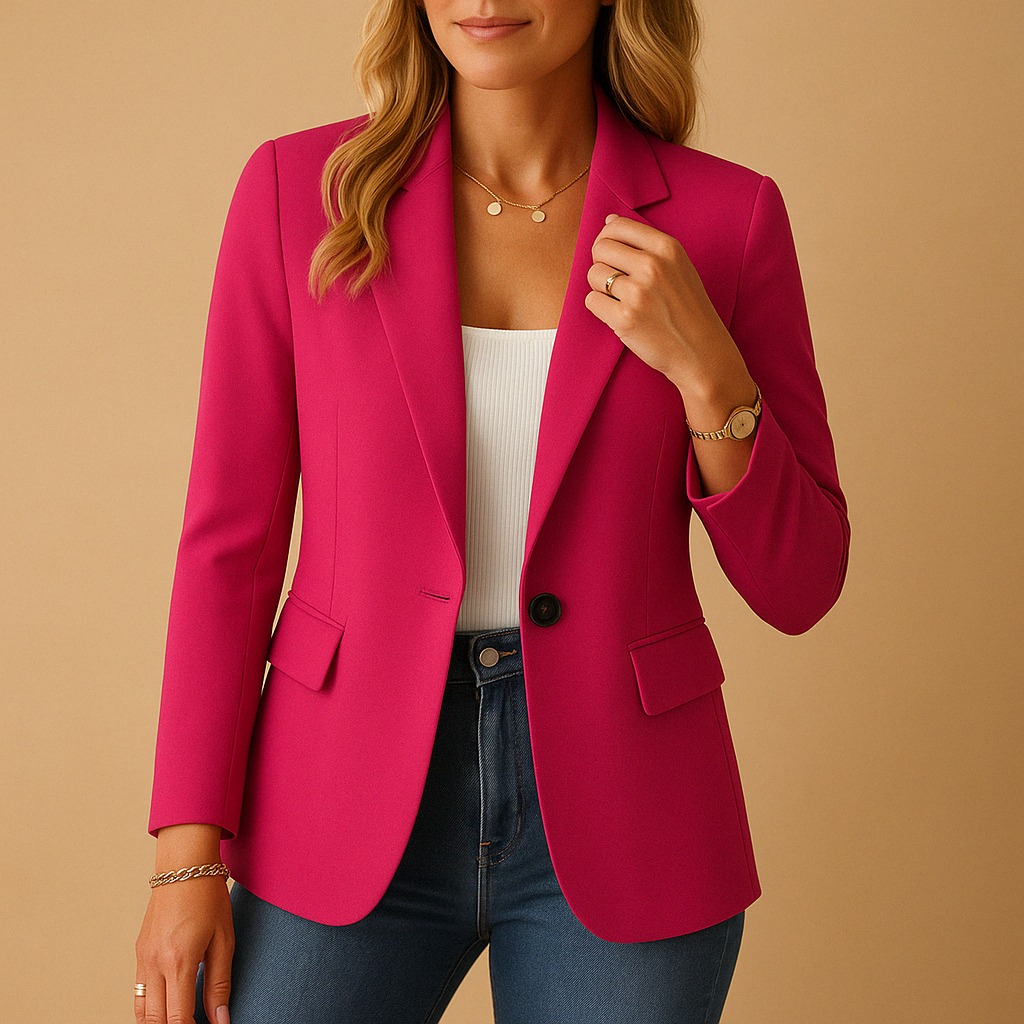 Dames Getailleerde Blazer Enknoops Revers Zakken Werk en Casual - Wit / Roze / Rood - Maelen