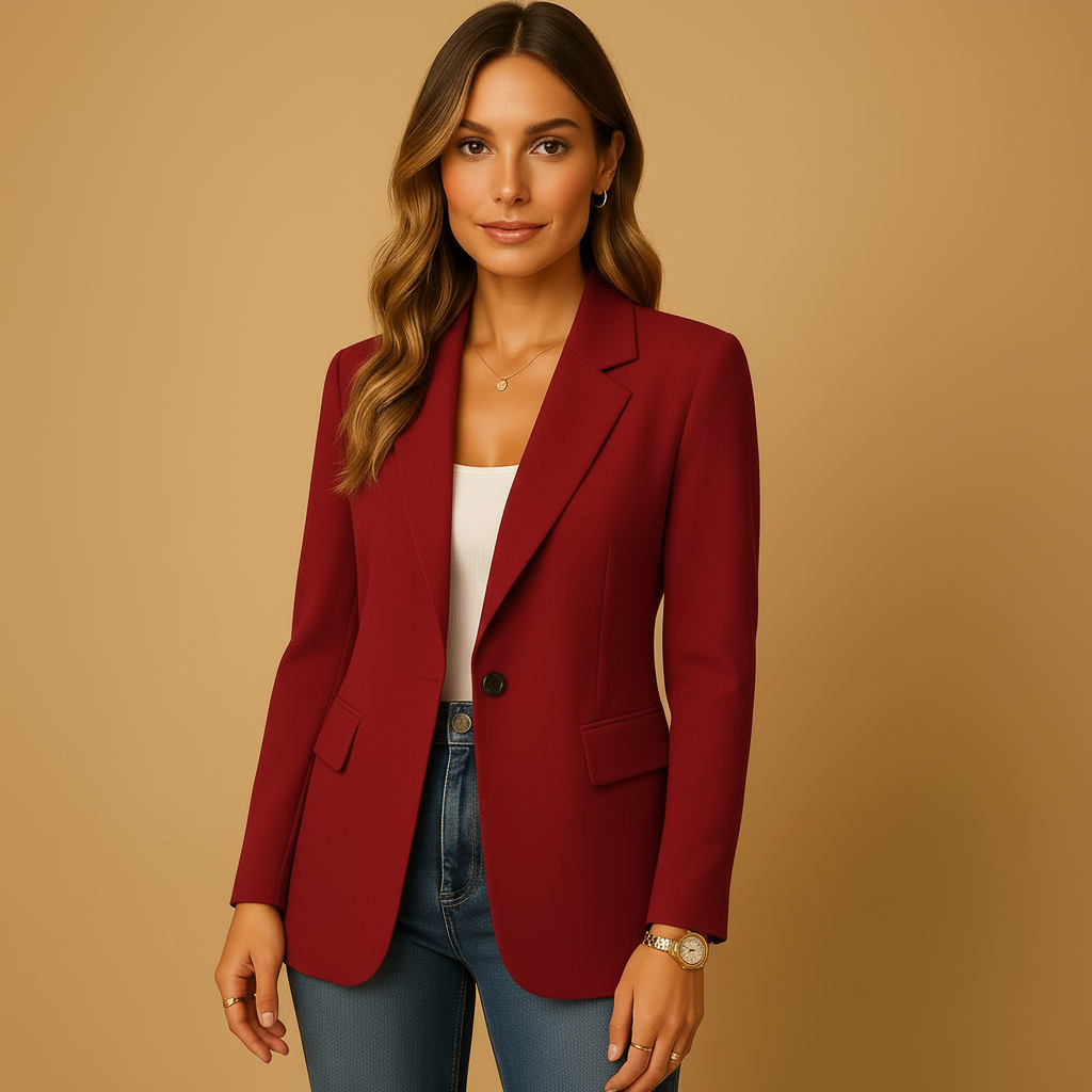 Dames Getailleerde Blazer Enknoops Revers Zakken Werk en Casual - Wit / Roze / Rood - Maelen