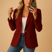 Dames Getailleerde Blazer Enknoops Revers Zakken Werk en Casual - Wit / Roze / Rood - Maelen