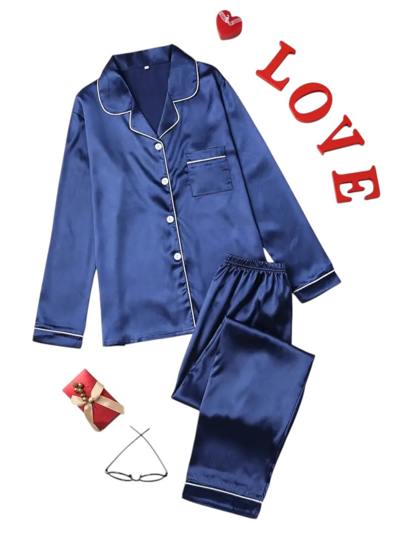 Giulia Dames pyjamaset satijn | Luxe satijnen pyjama met glans | Comfortabele slaapset