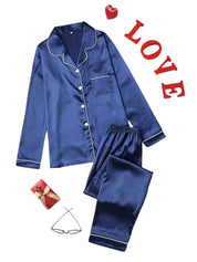 Giulia Dames pyjamaset satijn | Luxe satijnen pyjama met glans | Comfortabele slaapset