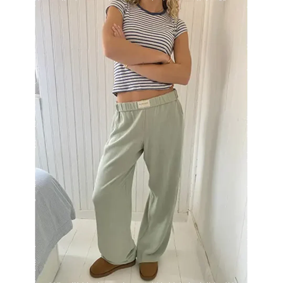 Luna Broek | Damesbroek met Wijde Pijpen en Comfortabele Pasvorm