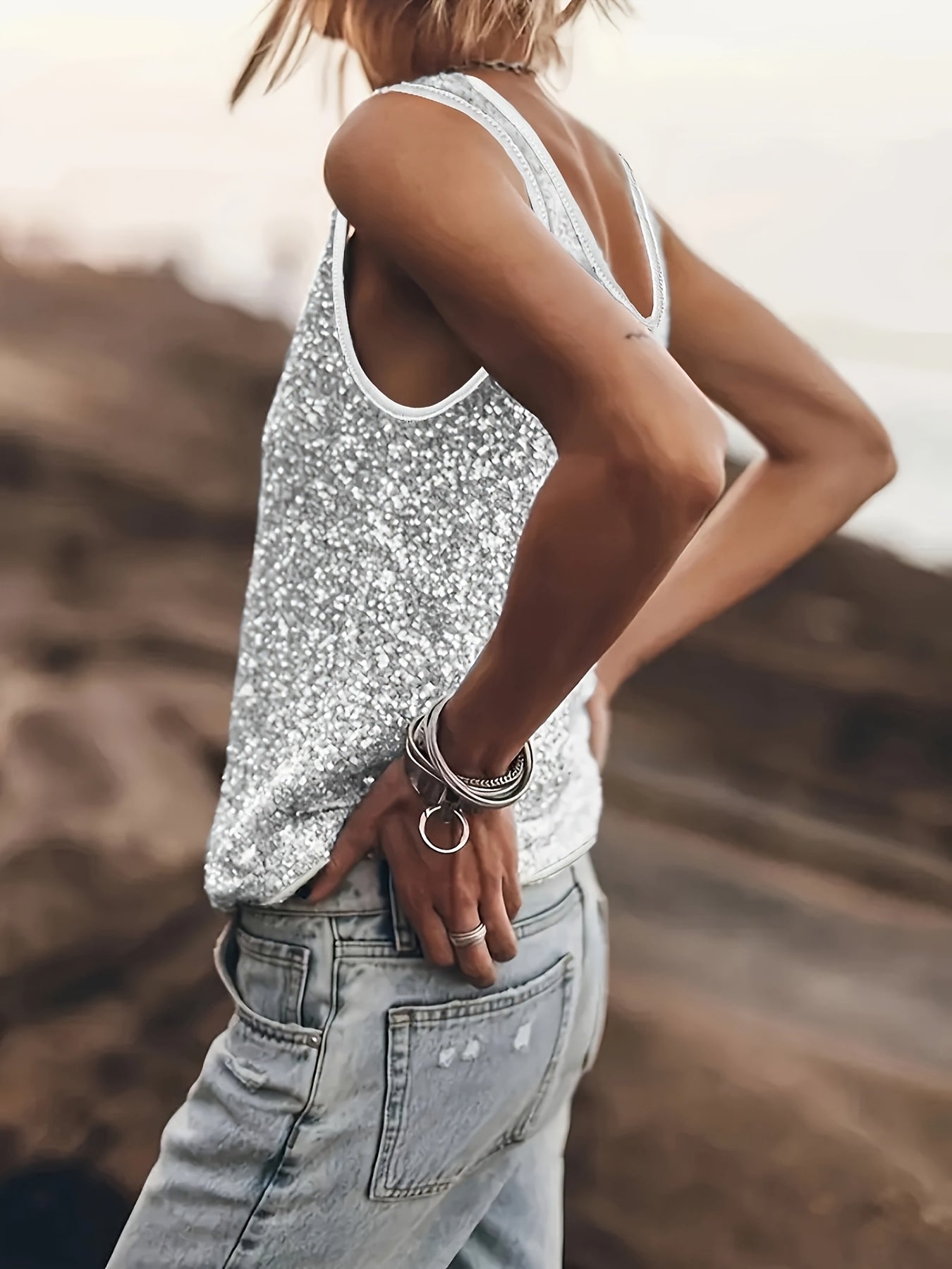 Yuna Top | Glinsterend Mouwloos Dames Topje met Comfortabele Pasvorm