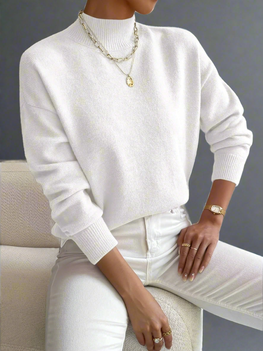 Gebreide Damestrui met Hoge Kraag – Zachte Warme Trui voor de Winter | Sofia Laurent