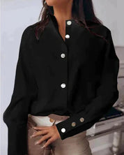 Giulia Blouse | Tijdloze Damesblouse met Gouden Knopen en Brede Manchetten