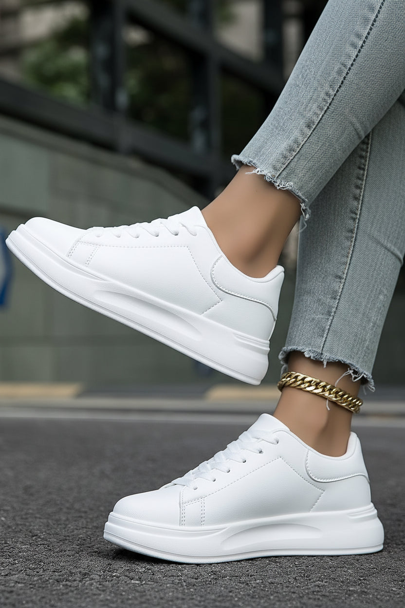 Witte Sneakers Dames met Dikke Zool en Comfortabel Demping voor Dagelijks Gebruik - Stella Vito