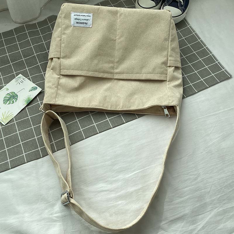 Emma Schoudertas | Corduroy Schooltas voor Dames met Laptopvak en Verstelbare Riem