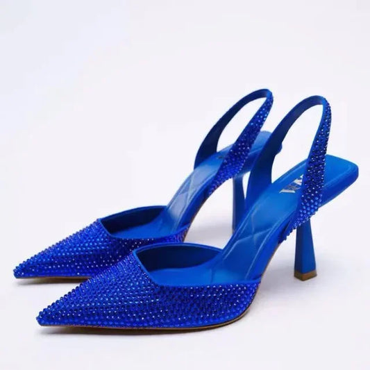 Valentina Hakken | Slingback Sandalen met Strassteentjes en Spitse Neus