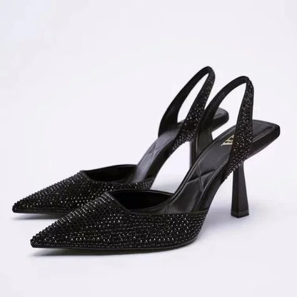 Valentina Hakken | Slingback Sandalen met Strassteentjes en Spitse Neus