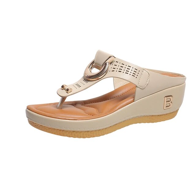 Adelaide Sandalen | Leren Wedge Sandalen met Geheugenschuim en Schokabsorberende Zool
