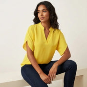 Zomerblouse Aurélie met V-hals, Luchtige Pasvorm en Tijdloos Ontwerp - Zwart/Wit/Blauw