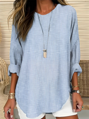 Dames Blouse met Knopen en Lange Mouwen Getailleerde Pasvorm Casual Dagelijks - Blauw / Khaki / Grijs - Maelen