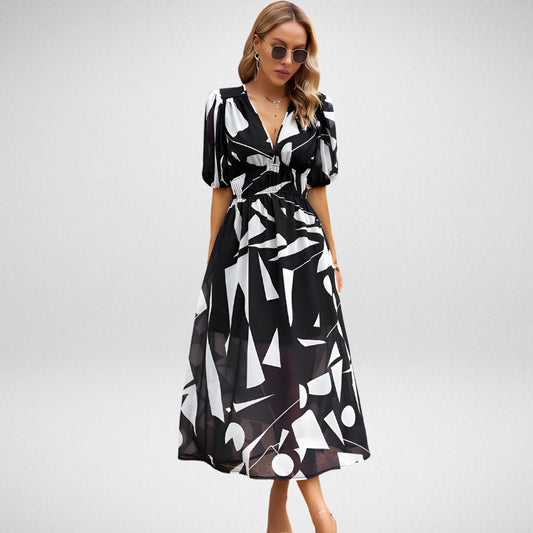 Valentina Dress | Elegante V-Hals Jurk met Flatterende Pasvorm en Tijdloos Design