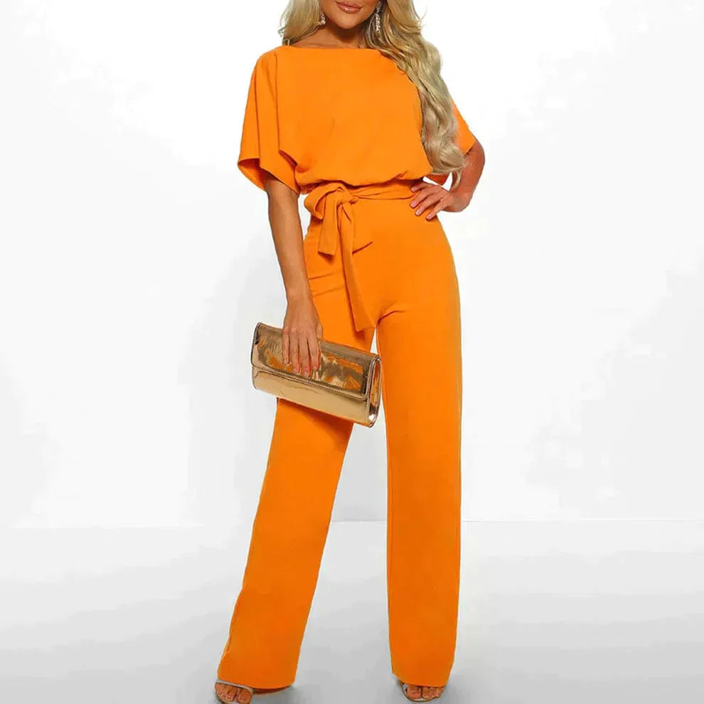 Adriana Jumpsuit | Elegante Dames Jumpsuit met Brede Pijpen en Vetersluiting