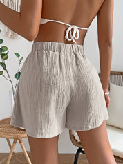 Alba Shorts | Hoge Taille Dames Shorts van Sneldrogend Katoen met Gebreide Look