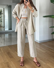 Aoife Set | Loungewear Set met Blouse en Broek in Ontspannen Pasvorm