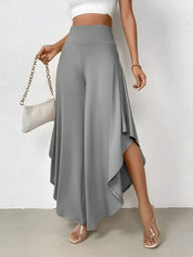 Elena Wide-Leg Pants | Damesbroek met Hoge Taille, Asymmetrische Zoom en Luchtige Wijde Pijpen