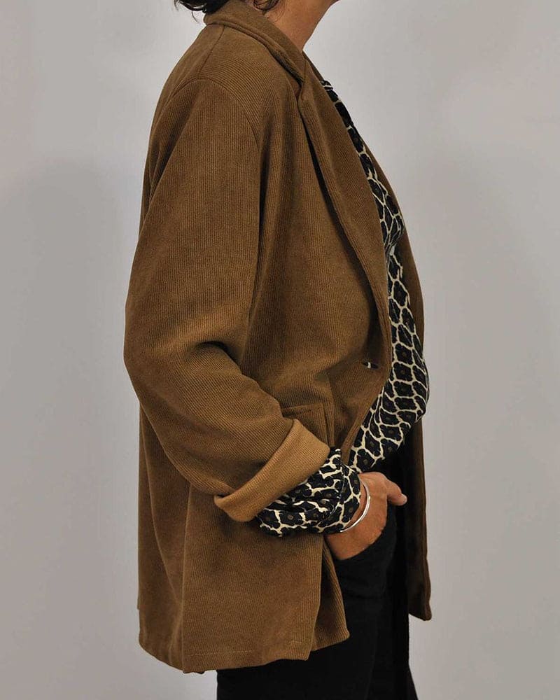 Elena dames blouse – geometrisch patroon met V-hals & lange mouwen