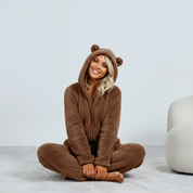 SnugglePaws Fleece Onesie Dames | Superzachte Onesie met Berenoortjes van Lucia Bellezza | Warme Loungewear