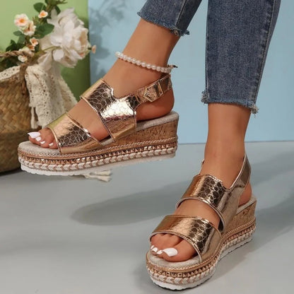 Abeni Sandalen | Gouden Dames Sandalen met Ergonomisch Voetbed en Elegant Design