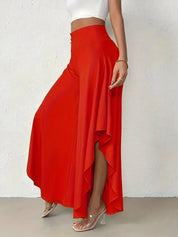 Elena Wide-Leg Pants | Damesbroek met Hoge Taille, Asymmetrische Zoom en Luchtige Wijde Pijpen