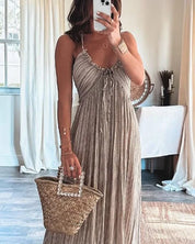 Luciana Dress | Mouwloze Geplooide Jurk met Lichtgewicht Ademend Design