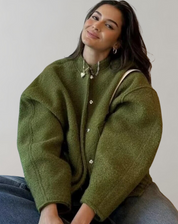 Adeline Bomber Jacket | Trendy Oversized Dames Bomberjack met Opstaande Kraag en Verborgen Sluiting