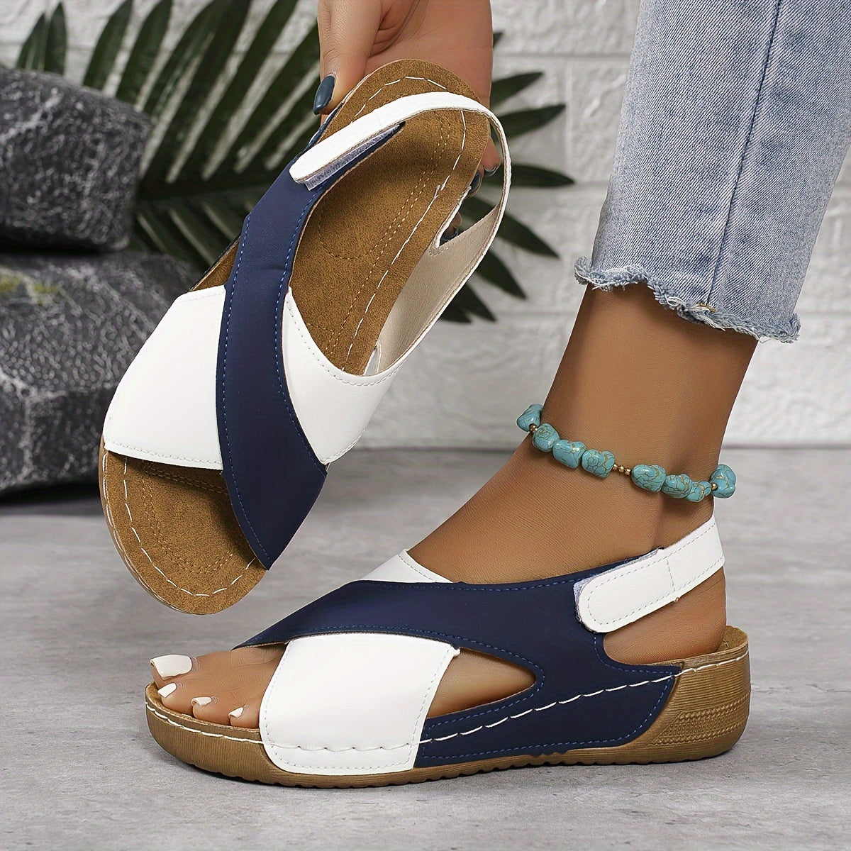 Allegra Sandalen | Tweekleurige Dames Sandalen met Zachte Bandjes en Ondersteunende Zool