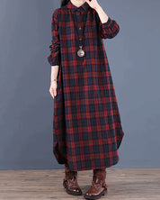 Alessa Blouse jurk | Tijdloze Ruitjesblousejurk van Katoen met Comfortabele Pasvorm