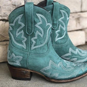 Bianca dames cowboylaarzen – leren western boots met borduursel