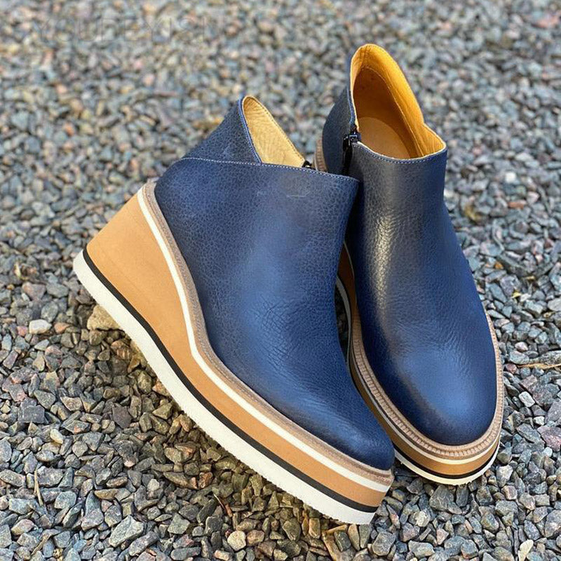 Amy Enkellaarzen | Platform Enkellaarsjes met Zijrits en Verhoogde Zool