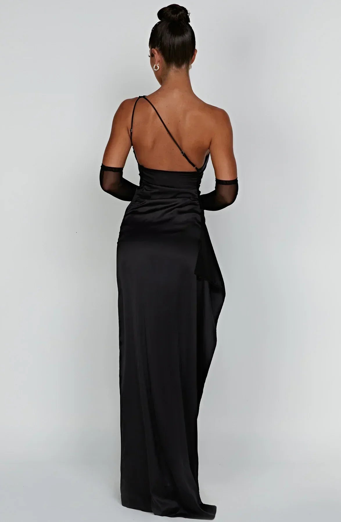 Valentina Splitjurk | Satijnen One-Shoulder Avondjurk met Elegante Hoge Split