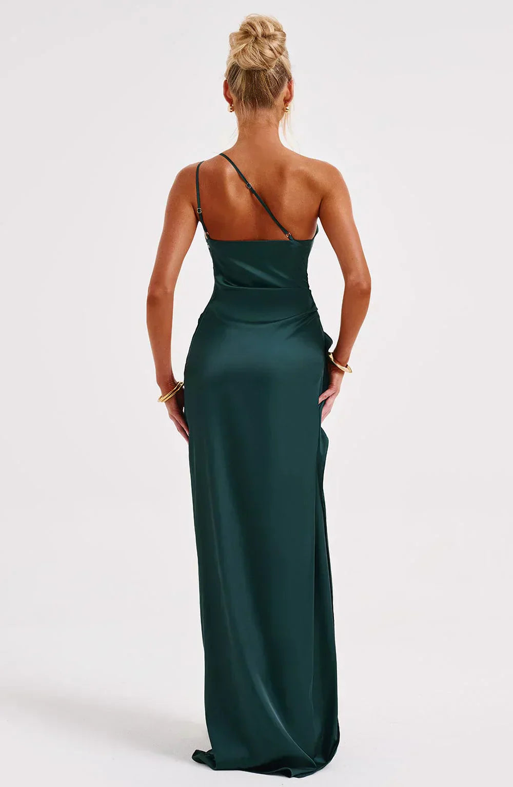 Valentina Splitjurk | Satijnen One-Shoulder Avondjurk met Elegante Hoge Split