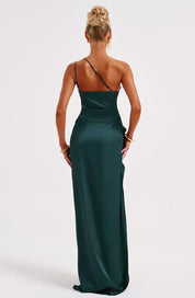 Valentina Splitjurk | Satijnen One-Shoulder Avondjurk met Elegante Hoge Split