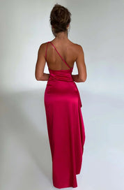 Valentina Splitjurk | Satijnen One-Shoulder Avondjurk met Elegante Hoge Split