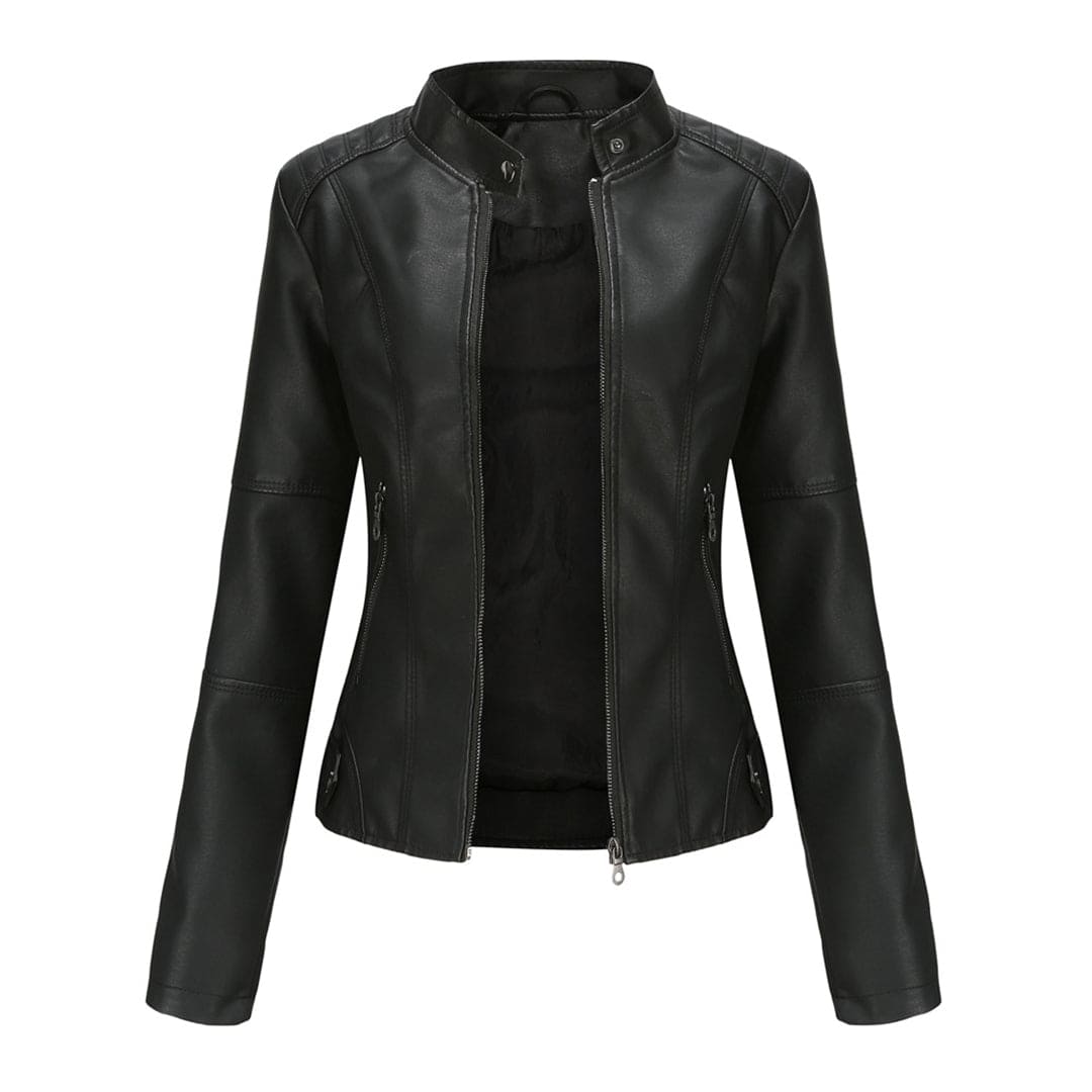 Arina Leren Jas | Tijdloze PU-Jas met Opstaande Kraag en Stoere Elegant Look