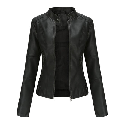 Arina Leren Jas | Tijdloze PU-Jas met Opstaande Kraag en Stoere Elegant Look