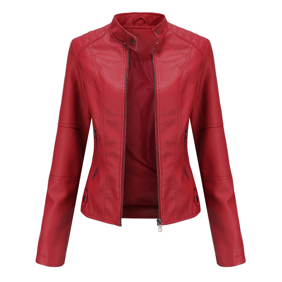 Arina Leren Jas | Tijdloze PU-Jas met Opstaande Kraag en Stoere Elegant Look