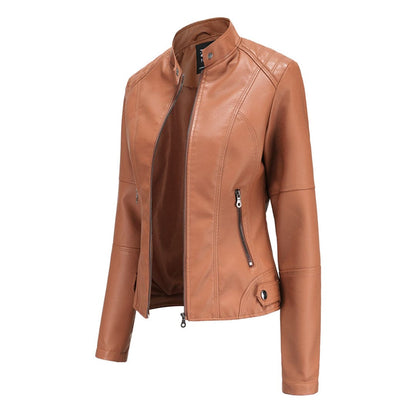 Arina Leren Jas | Tijdloze PU-Jas met Opstaande Kraag en Stoere Elegant Look