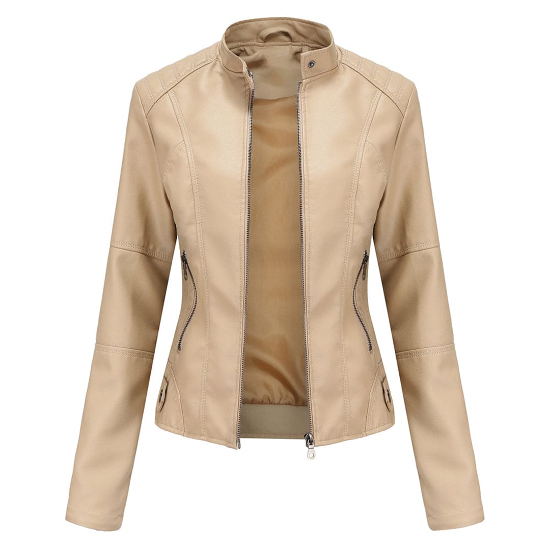 Arina Leren Jas | Tijdloze PU-Jas met Opstaande Kraag en Stoere Elegant Look