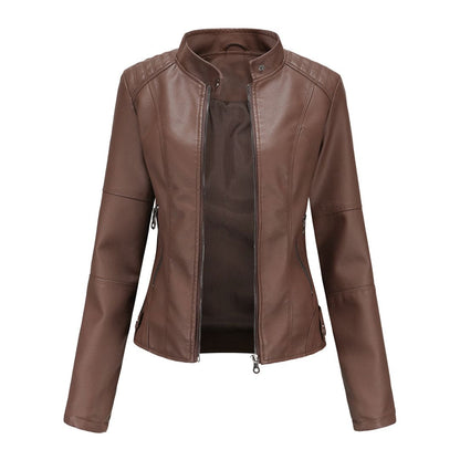 Arina Leren Jas | Tijdloze PU-Jas met Opstaande Kraag en Stoere Elegant Look