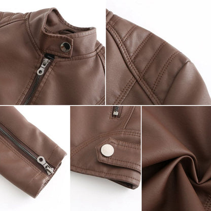 Arina Leren Jas | Tijdloze PU-Jas met Opstaande Kraag en Stoere Elegant Look