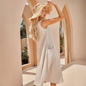 Arlena Jurk | Linnen-Katoen Zomerjurk met Pockets en Flatterend Silhouet