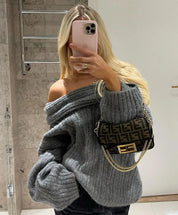 Asanda | Off-Shoulder Gebreide Sweater – Vrouwelijke Chic met Comfort