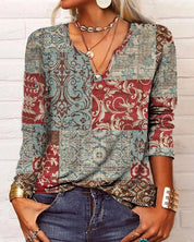 Aubrey Top | Lange Mouwen Dames Top met Unieke Prints en Comfortabele Pasvorm